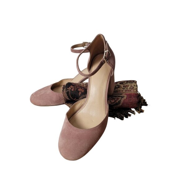 Gianni Bini Womens Ankle Strap Block Heel Suede Shoes Size 8.5M Pink - Picture 10 of 14